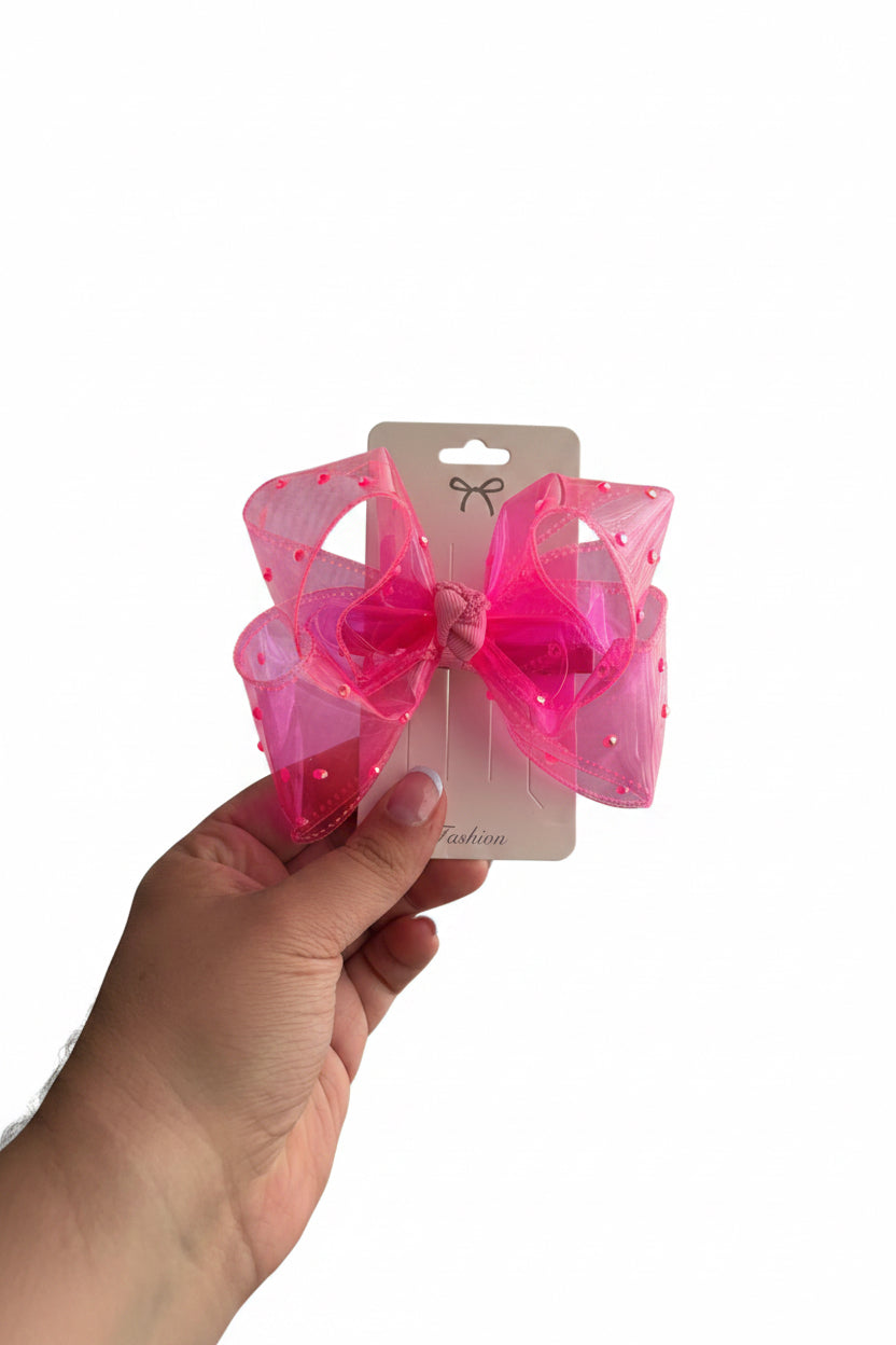 Hot pink swim bows